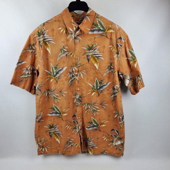 Hollis River Other - Hollis River Cotton Short Sleeve Button Up Shirt Men L-Tall Tropical Palm Tree